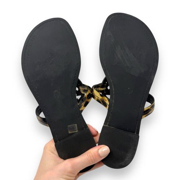 Tory Burch Patent Leather Leopard Slip On Miller Thong Sandal Black 7 Women’s - Picture 12 of 13